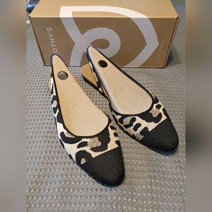 Rothy's Black and Cream Patterned Flats ""Desert Cat""